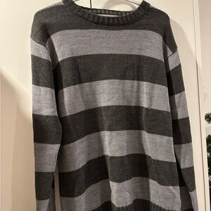 Men's Striped Gray and Black Sweater
